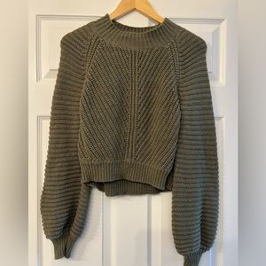 Tularosa olive green cable knit crop sweater